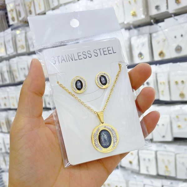 earrings & necklace stainless steel women necklaces angel heart virgin mary pendant clavicle chain gold set jewelry gift wholesale, Silver
earrings & necklace stainless steel women necklaces angel heart virgin mary pendant clavicle chain gold set jewelry gift wholesale, Silver