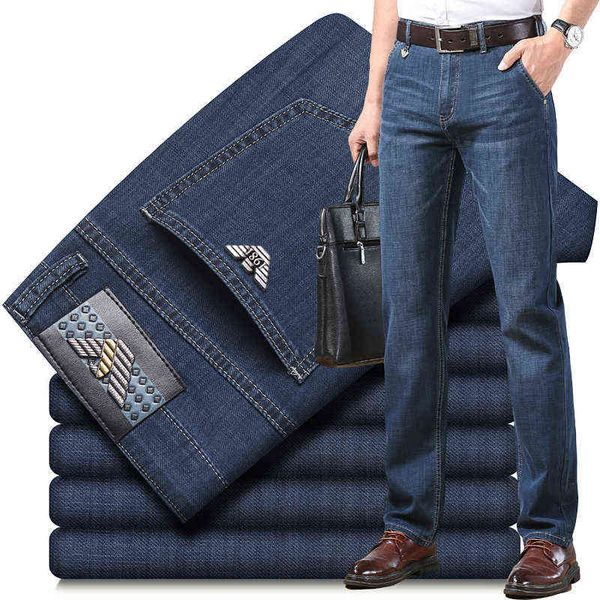 summer brand spring and thin jeans men's high waist elastic straight tube loose busin casual men, Blue
summer brand spring and thin jeans men's high waist elastic straight tube loose busin casual men, Blue