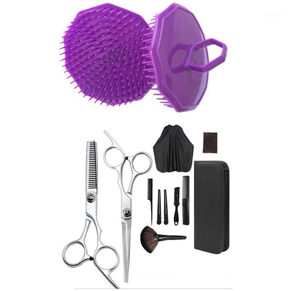 pcs scalp master shampoo brush, purple & 11 thinning shears hair razor comb clips cape hairdressing kit scissors1
pcs scalp master shampoo brush, purple & 11 thinning shears hair razor comb clips cape hairdressing kit scissors1