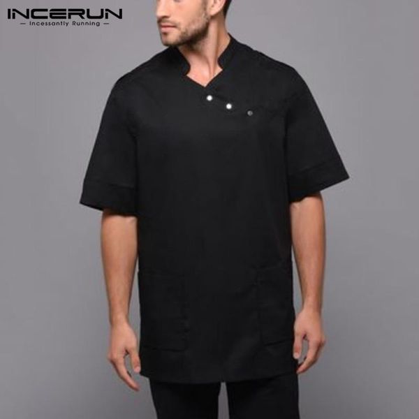men's casual shirts incerun men shirt 2021 v neck solid color short sleeve retro camisas pockets streetwear button vintage clothing s-5, White;black
men's casual shirts incerun men shirt 2021 v neck solid color short sleeve retro camisas pockets streetwear button vintage clothing s-5, White;black
