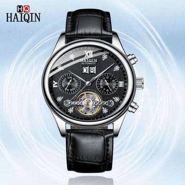 wristwatches multifunctional haiqin men's watch luxury leather waterproof clock tourbillon mechanical automatic men watches relogio mas, Slivery;brown
wristwatches multifunctional haiqin men's watch luxury leather waterproof clock tourbillon mechanical automatic men watches relogio mas, Slivery;brown
