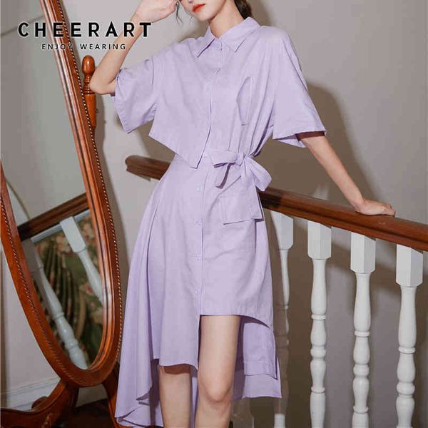asymmetrical long shirt dress women purple button up short sleeve collar summer dresses casual korean style 210427, Black;gray
asymmetrical long shirt dress women purple button up short sleeve collar summer dresses casual korean style 210427, Black;gray