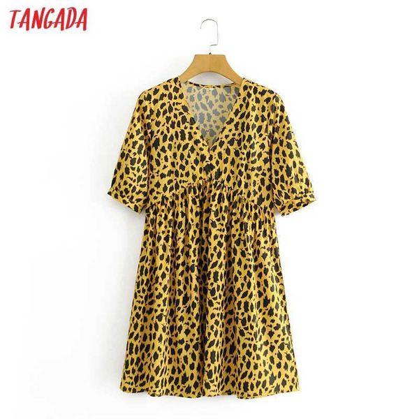 tangada summer women leopard print a-line dress puff short sleeve ladies mini dress vestidos 2l31 210609, Black;gray
tangada summer women leopard print a-line dress puff short sleeve ladies mini dress vestidos 2l31 210609, Black;gray