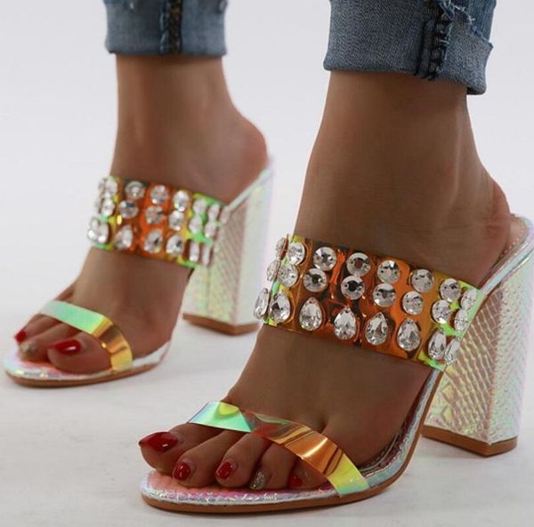 slippers transparent jelly women summer block high heels open toe sandals ladies luxury rhinestone party wedding shoes, Black
slippers transparent jelly women summer block high heels open toe sandals ladies luxury rhinestone party wedding shoes, Black