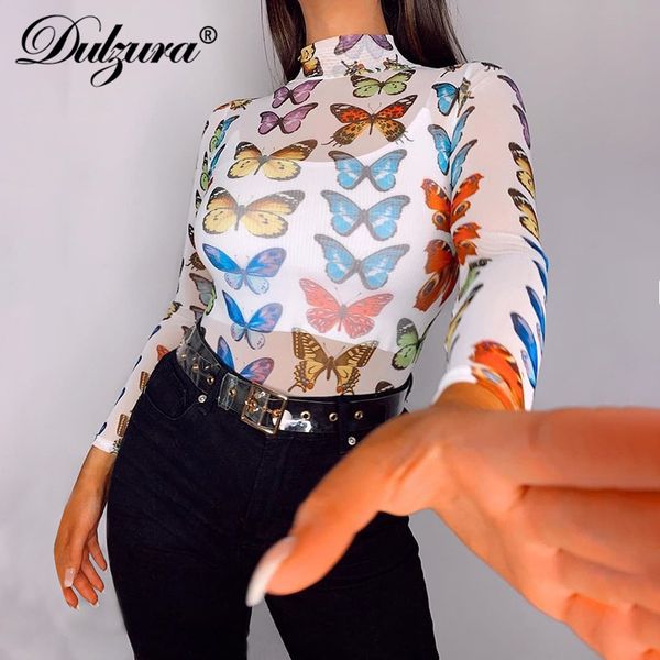 dulzura butterfly print mesh sheer women crop long sleeve t shirt bodycon 2021 summer clothes party streetwear club, Black;white
dulzura butterfly print mesh sheer women crop long sleeve t shirt bodycon 2021 summer clothes party streetwear club, Black;white