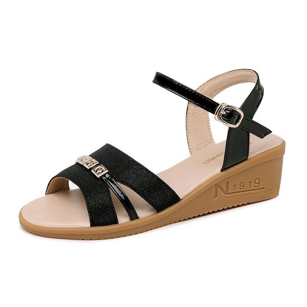 sandals open-toed wedge sandals, flat buckle solid color shoes, women's platform shoes, Black
sandals open-toed wedge sandals, flat buckle solid color shoes, women's platform shoes, Black
