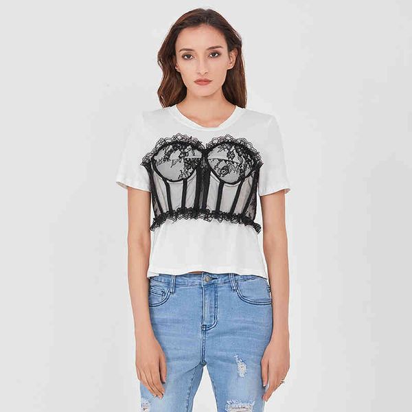 t shirt hit color patchwork lace t shirt for women o neck sleeve casual short female fashion clothing summer, White
t shirt hit color patchwork lace t shirt for women o neck sleeve casual short female fashion clothing summer, White