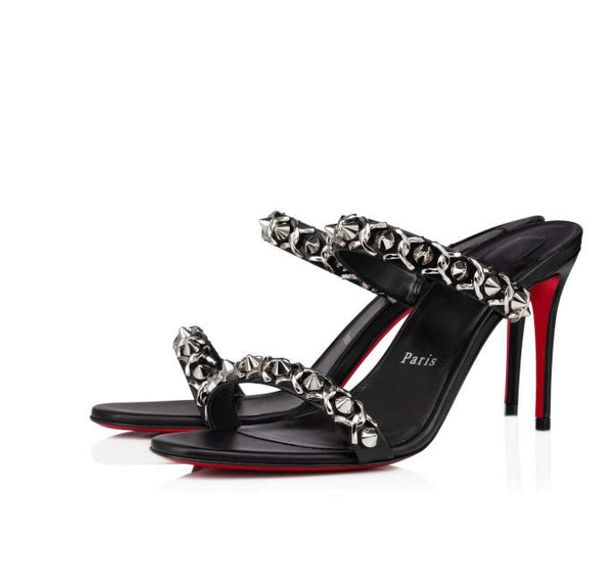 summer ladies sandals luxury design high heel red bottom shoes leather pvc rivet sandalss and slippers dress party just chain 85 mm, Black
summer ladies sandals luxury design high heel red bottom shoes leather pvc rivet sandalss and slippers dress party just chain 85 mm, Black