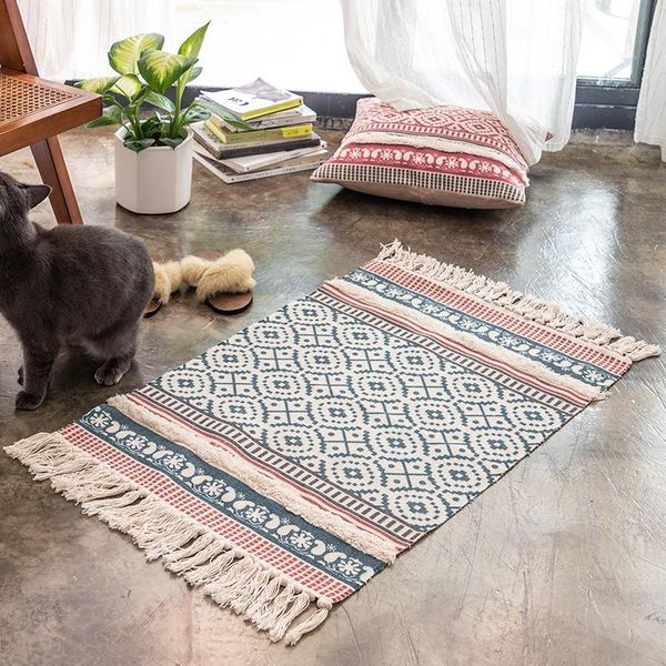 bath mats retro bohemian hand woven cotton linen carpet tassel rug geometric floor mat bedroom tapestry decorative blanket area
bath mats retro bohemian hand woven cotton linen carpet tassel rug geometric floor mat bedroom tapestry decorative blanket area