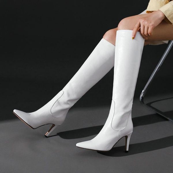 boots ladies pu slip on knee high spring autumn loose simple stiletto pointed toe winter large size women's shoes, Black
boots ladies pu slip on knee high spring autumn loose simple stiletto pointed toe winter large size women's shoes, Black