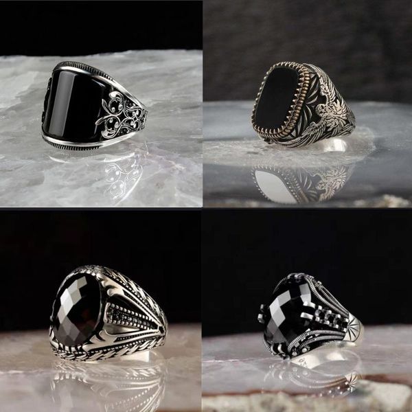 cluster rings retro punk handmade turkish signet ring vintage men's ancient steel eagle inlaid black zircon banquet party biker, Golden;silver
cluster rings retro punk handmade turkish signet ring vintage men's ancient steel eagle inlaid black zircon banquet party biker, Golden;silver