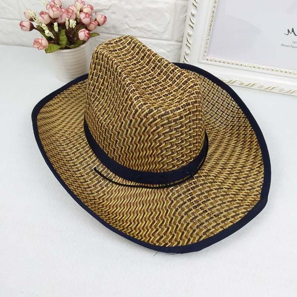 stingy brim hats sun men's cavalier western cowboy straw cap portable beach caps outdoor sports and women's sale, Blue;gray
stingy brim hats sun men's cavalier western cowboy straw cap portable beach caps outdoor sports and women's sale, Blue;gray