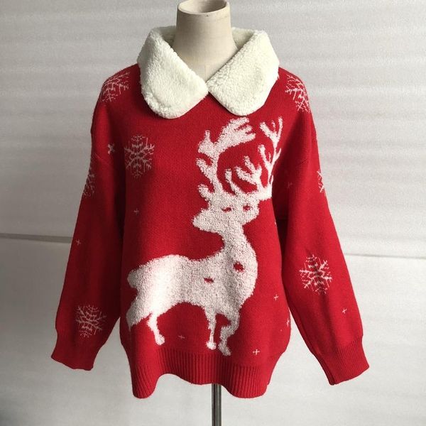 women's sweaters sweet patchwork turn-down collar winter sweater women soft warm long sleeve jumpers 2021 loose jacquard knit pullovers, White;black
women's sweaters sweet patchwork turn-down collar winter sweater women soft warm long sleeve jumpers 2021 loose jacquard knit pullovers, White;black