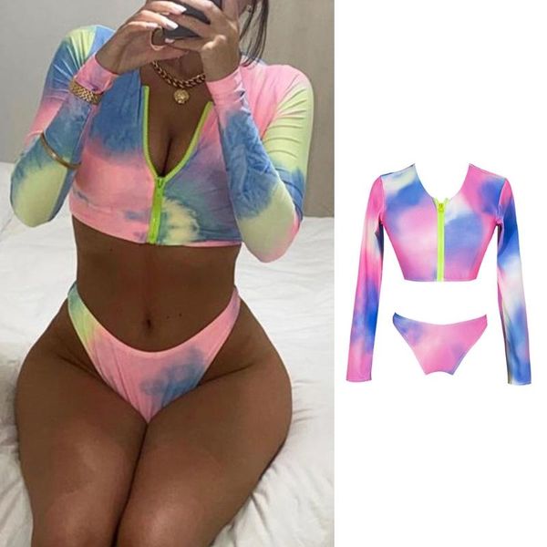 one-piece suits women 2 piece tie-dye print bikini set long sleeve zipper front crop low waist thong swimsuit push up padded sunscreen m
one-piece suits women 2 piece tie-dye print bikini set long sleeve zipper front crop low waist thong swimsuit push up padded sunscreen m