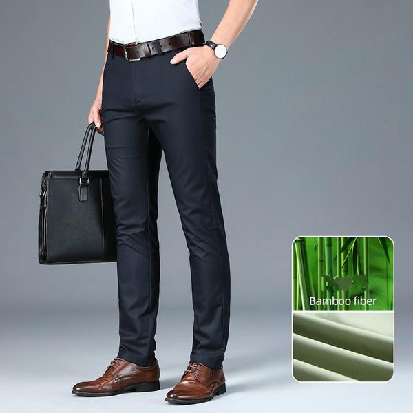 men's casual pants bamboo fiber anti-wrinkle spring summer thin stretch business straight tube trousers, Black
men's casual pants bamboo fiber anti-wrinkle spring summer thin stretch business straight tube trousers, Black
