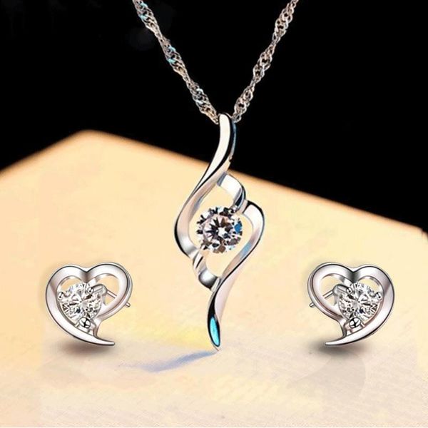earrings & necklace exquisite fashion ladies heart shape simple style set jewelry 3pcs/set, Silver
earrings & necklace exquisite fashion ladies heart shape simple style set jewelry 3pcs/set, Silver