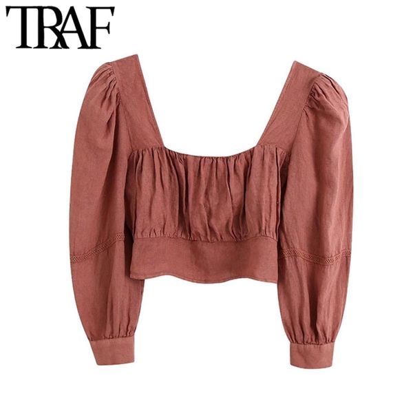 women sweet fashion with lace trim cropped blouses vintage lantern sleeve back elastic female shirts chic 210507, White
women sweet fashion with lace trim cropped blouses vintage lantern sleeve back elastic female shirts chic 210507, White