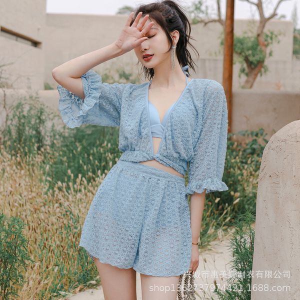 solid 2021 women's color polyester four piece split bikini swimsuit, Black;white
solid 2021 women's color polyester four piece split bikini swimsuit, Black;white