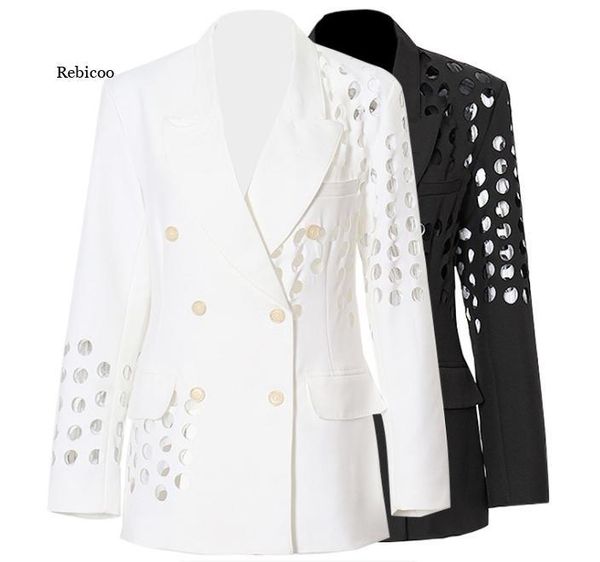 women hollow out black blazer notched long sleeve casual minimalist suit female autumn fashion clothing women's suits & blazers, White;black
women hollow out black blazer notched long sleeve casual minimalist suit female autumn fashion clothing women's suits & blazers, White;black