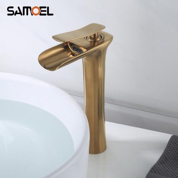 bathroom sink faucets style golden brushed waterfall faucet deck mounted single handle brass basin mixer tap g1115
bathroom sink faucets style golden brushed waterfall faucet deck mounted single handle brass basin mixer tap g1115