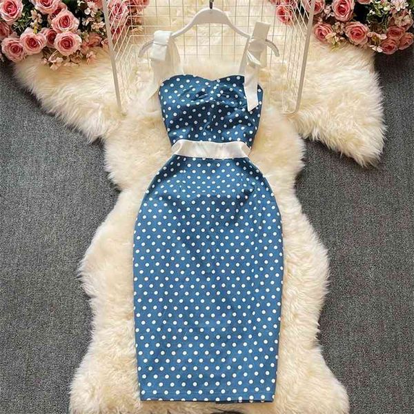 vintage style dot print bow spaghetti strap sleeveless bodycon midi dress women summer fashion high waist back split party 210603, Black;gray
vintage style dot print bow spaghetti strap sleeveless bodycon midi dress women summer fashion high waist back split party 210603, Black;gray