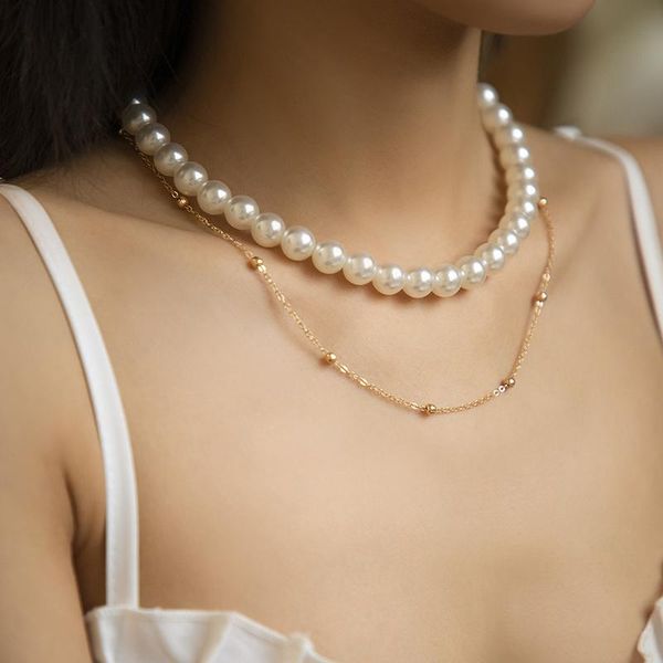 chains fashion jewelry double choker necklace design vintage temperament simulated pearl for girl lady gifts, Silver
chains fashion jewelry double choker necklace design vintage temperament simulated pearl for girl lady gifts, Silver