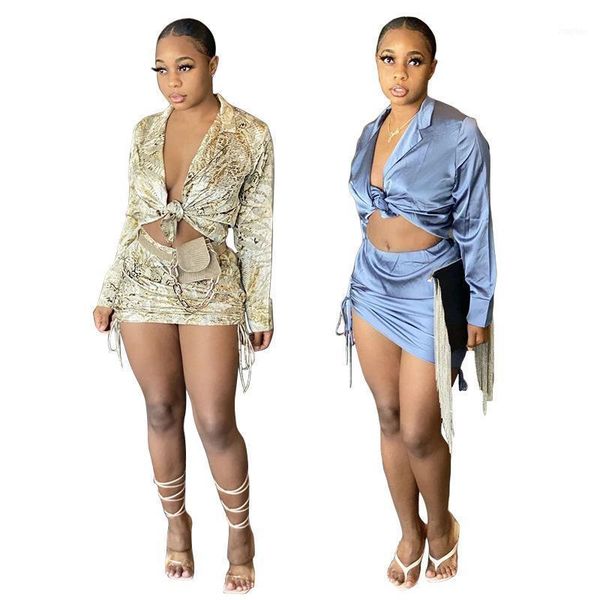 2021 women fashion girl style sets long sleeve lapel short elastic mini skirt printed two piece sets1, Gray
2021 women fashion girl style sets long sleeve lapel short elastic mini skirt printed two piece sets1, Gray