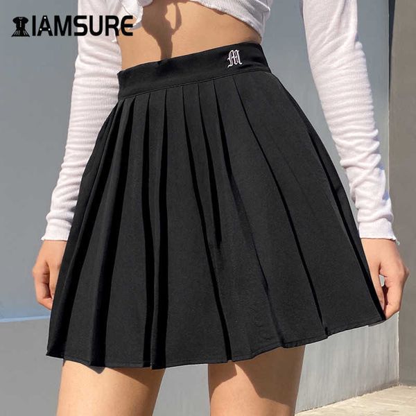iamsure preppy style casual letter embroidered 90s pleated skirt korean streetwear fashion high waist mini skirt for women y0824, Black
iamsure preppy style casual letter embroidered 90s pleated skirt korean streetwear fashion high waist mini skirt for women y0824, Black