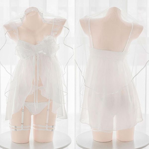 women pure white hanayome wedding dress underwear set chiffon lovely lace young girl pajamas veil panties garter belt camisoles & tanks, Black;white
women pure white hanayome wedding dress underwear set chiffon lovely lace young girl pajamas veil panties garter belt camisoles & tanks, Black;white