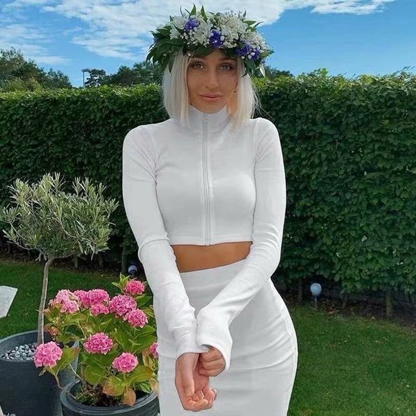 t shirt fall 2021 fashion stand collar long sleeve zipper short thread women's cardigan, White
t shirt fall 2021 fashion stand collar long sleeve zipper short thread women's cardigan, White