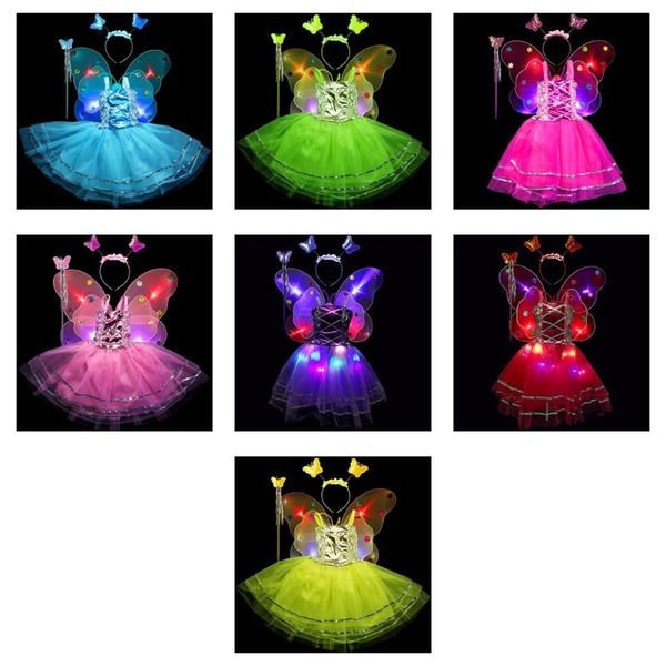 clothing sets 4pcs kids girls fairy party costume set sleeveless tutu dress led butterfly wing, White
clothing sets 4pcs kids girls fairy party costume set sleeveless tutu dress led butterfly wing, White