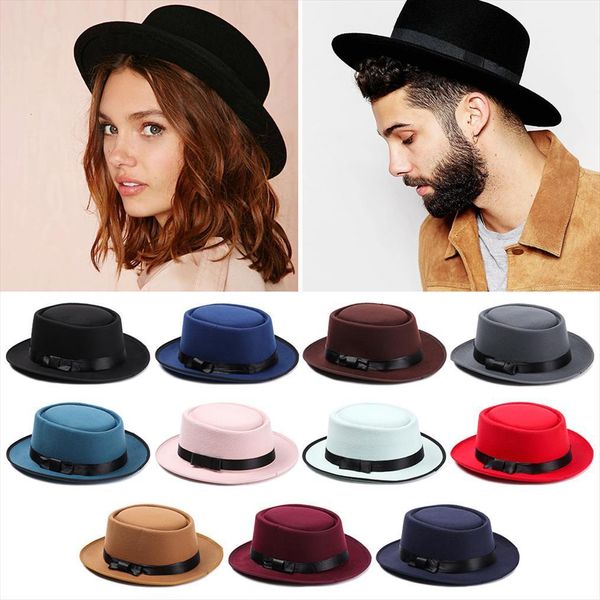 women men brand wool boater flat hats vintage felt wide brim fedora hat elegant bowler gambler cap, Blue;gray
women men brand wool boater flat hats vintage felt wide brim fedora hat elegant bowler gambler cap, Blue;gray