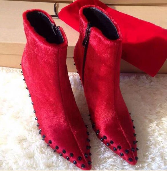 boots red rivets stiletto high heels luxury brand crystal women summer autumn ankle boots, Black
boots red rivets stiletto high heels luxury brand crystal women summer autumn ankle boots, Black