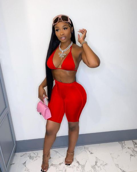 women's tracksuits 2021 summer casual fashion women slimming street nightclub pure color hanging neck shorts two pieces set, Gray
women's tracksuits 2021 summer casual fashion women slimming street nightclub pure color hanging neck shorts two pieces set, Gray