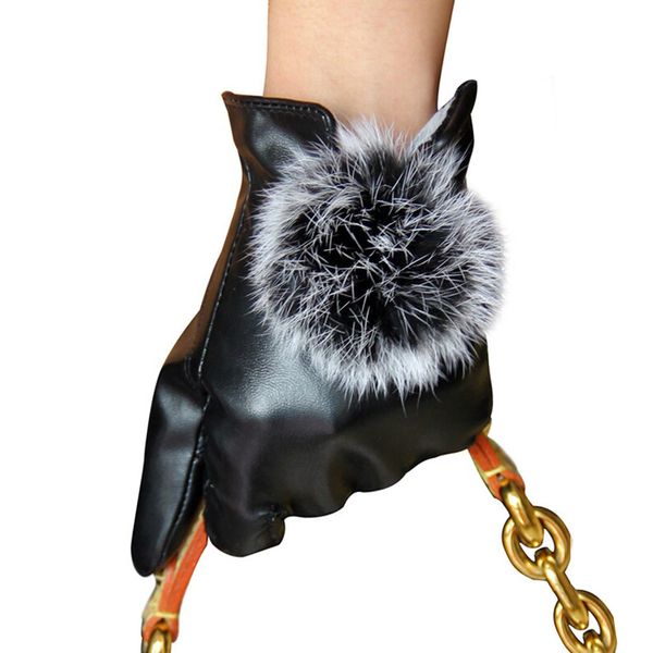 leather gloves womens autumn and winter thickened warm cycling cute fleece lined rabbit hair ball touch screen pu fashion gloves, Blue;gray
leather gloves womens autumn and winter thickened warm cycling cute fleece lined rabbit hair ball touch screen pu fashion gloves, Blue;gray
