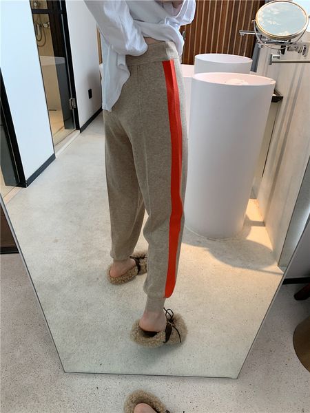 casual side color blocking sweat hong kong chic harlan leggings wool knitted pants, White;black
casual side color blocking sweat hong kong chic harlan leggings wool knitted pants, White;black
