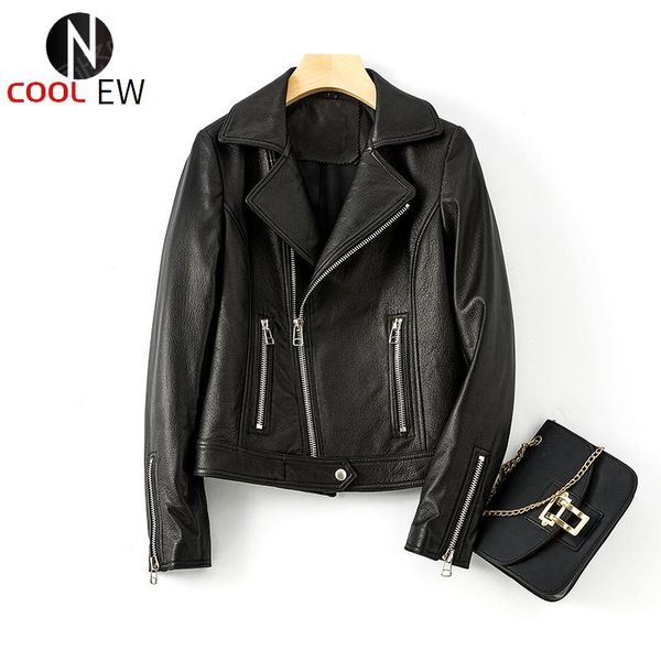 women's leather & faux ptslan 2021 genuine lambskin coat moto female natural sheepskin jackets bomberp7335, Black
women's leather & faux ptslan 2021 genuine lambskin coat moto female natural sheepskin jackets bomberp7335, Black