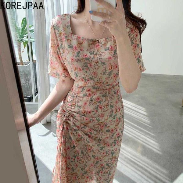 korejpaa women dress korean chic temperament elegant square collar dyed floral draw rope pleated waist thin short-sleeve vestido 210526, Black;gray
korejpaa women dress korean chic temperament elegant square collar dyed floral draw rope pleated waist thin short-sleeve vestido 210526, Black;gray