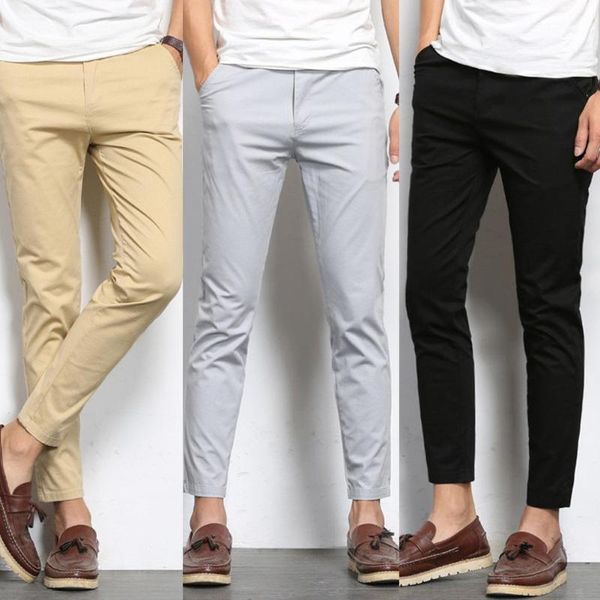 men casual solid color elastic pockets thin long straight trousers suit pants men's, Black
men casual solid color elastic pockets thin long straight trousers suit pants men's, Black