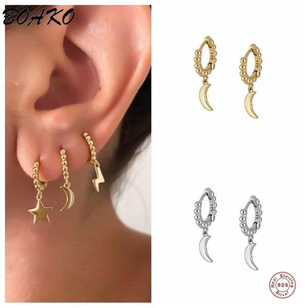 fashion minimalist cute moon pendant beads hoop earrings for women real 100% 925 sterling silver fine jewelry party gift & huggie, Golden;silver
fashion minimalist cute moon pendant beads hoop earrings for women real 100% 925 sterling silver fine jewelry party gift & huggie, Golden;silver