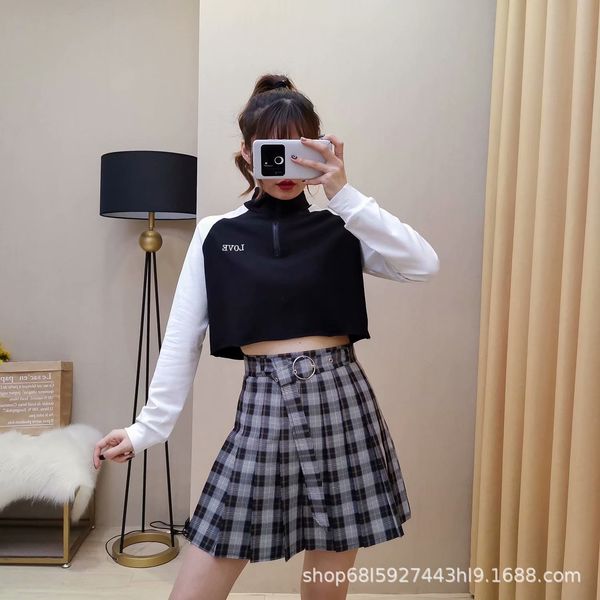 niche design letter stitching color contrast zipper high collar sweater women's navel revealing thin street hip hop jacket, Black
niche design letter stitching color contrast zipper high collar sweater women's navel revealing thin street hip hop jacket, Black