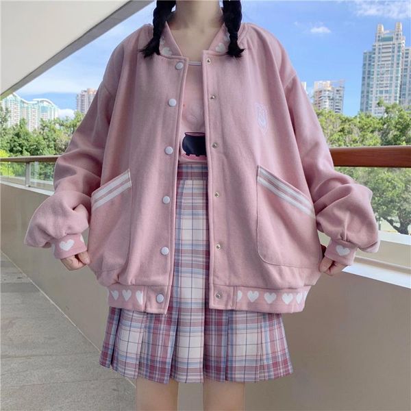 women's jackets autumn sweet girls loose jacket college style long sleeve o-neck pink cute baseball uniform coat women single-breasted, Black;brown
women's jackets autumn sweet girls loose jacket college style long sleeve o-neck pink cute baseball uniform coat women single-breasted, Black;brown