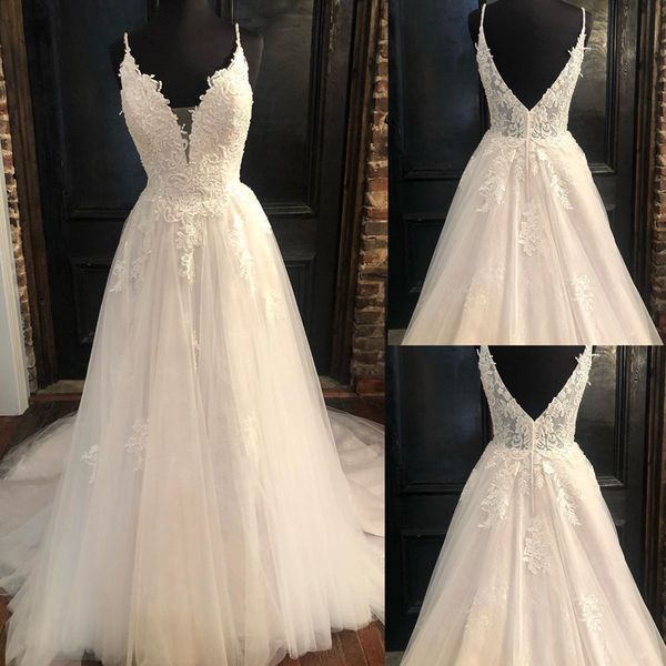 a-line wedding dresses v neck backless sweep train a line appliques lace garden beach boho country bridal gowns robes de mariee, White
a-line wedding dresses v neck backless sweep train a line appliques lace garden beach boho country bridal gowns robes de mariee, White