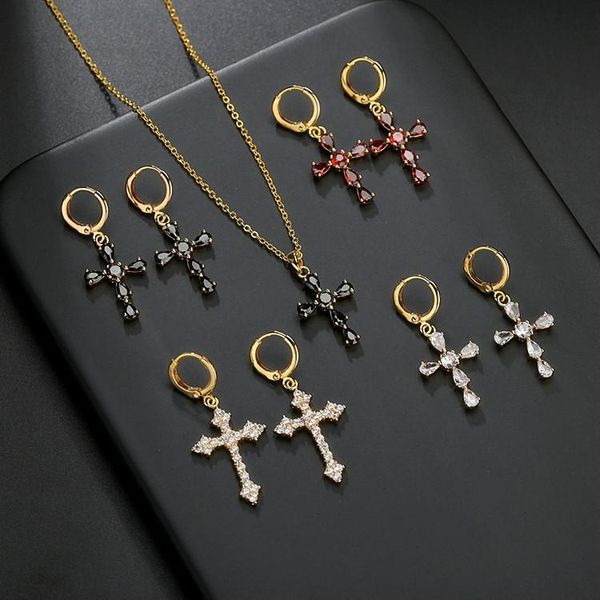 earrings & necklace cross design earrings, geometric zircon inlaid temperament, all-match real gold-plated religious, Silver
earrings & necklace cross design earrings, geometric zircon inlaid temperament, all-match real gold-plated religious, Silver