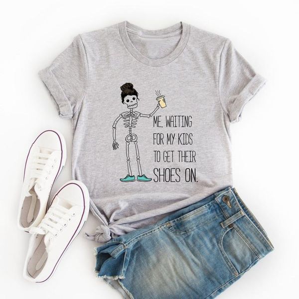 women's t-shirt colored me, waiting for my kids to get their shoes on skull mom women 100% cotton casual quote fashion tee tshirt, White
women's t-shirt colored me, waiting for my kids to get their shoes on skull mom women 100% cotton casual quote fashion tee tshirt, White