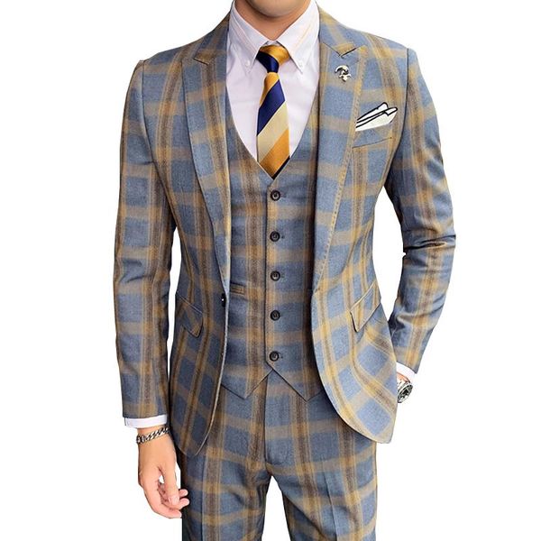 men's suits & blazers mens pants vest set 3 pieces / 2021 business casual fashion three piece plaid suit wedding, White;black
men's suits & blazers mens pants vest set 3 pieces / 2021 business casual fashion three piece plaid suit wedding, White;black