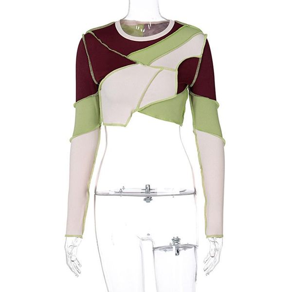 women's t-shirt 2022 round neck contrast patchwork long sleeve crop autumn winter women fashion streetwear outfits short, White
women's t-shirt 2022 round neck contrast patchwork long sleeve crop autumn winter women fashion streetwear outfits short, White