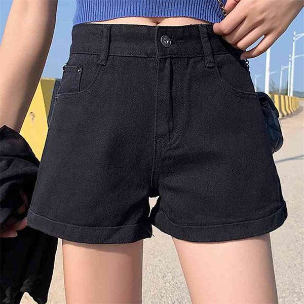 women jean shorts high waist wide leg jeans denim casual white women's pockets cotton summer fashion ladies 210719, White;black
women jean shorts high waist wide leg jeans denim casual white women's pockets cotton summer fashion ladies 210719, White;black