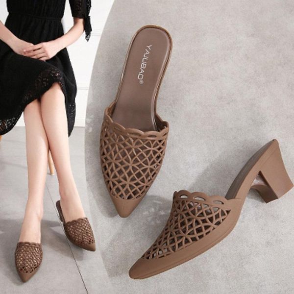 slippers women's 2021 summer pointed high-heeled trend hollow jelly shoes, Black
slippers women's 2021 summer pointed high-heeled trend hollow jelly shoes, Black
