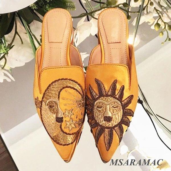 hand-embroidered flat slippers pointed toe sheepskin lining mules spring and autumn ladies fashion, Black
hand-embroidered flat slippers pointed toe sheepskin lining mules spring and autumn ladies fashion, Black